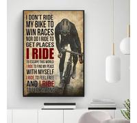 Targa in metallo con scritta in lingua inglese "I Don't Ride My Bike To Win Races" (lingua italiana non garantita), poster per amanti del ciclismo, per amanti della mountain bike, 20 x 30 cm