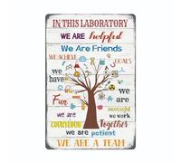 Targa in metallo con scritta in lingua inglese "In this laboratory we are patient team" (lingua italiana non garantita), decorazione per biblioteca e scienziati, per scuola, classe, laboratorio,