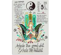 Targa in metallo con scritta in lingua inglese "Inhale The Good Shit Exhale The Bullshit", regalo divertente per uomini e donne, decorazione da parete, 15 x 20 cm