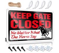 Targa in metallo con scritta in lingua inglese "Keep Gate Closed No Matter What The Horse Say - Decorazione da parete vintage per bar occidentali (30 x 40 cm)
