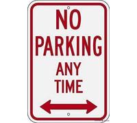 Targa in metallo con scritta in lingua inglese "Legend No Parking Any Time", con doppia freccia, decorativa, S 20 x 30 cm (altezza x lunghezza)