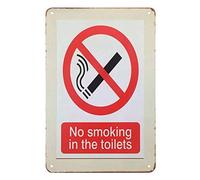 Targa in metallo con scritta in lingua inglese "No Smoking, Don'T Smoke In The Toilets", in metallo, vintage, per bar, pub, negozi, decorazione da parete, divertente, retrò, per uomini e donne, 20 x
