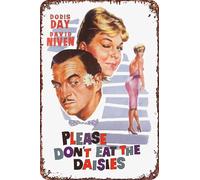 Targa in metallo con scritta in lingua inglese "Please Don't Eat the Daisies, retro divertente, decorazione da parete per la casa, 20,3 x 30,5 cm