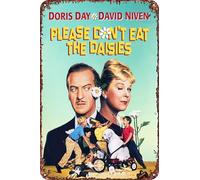 Targa in metallo con scritta in lingua inglese "Please Don't Eat the Daisies, retro divertente, decorazione da parete per la casa, 20,3 x 30,5 cm