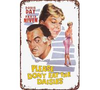Targa in metallo con scritta in lingua inglese "Please Don't Eat the Daisies, retro divertente, decorazione da parete per la casa, 20,3 x 30,5 cm