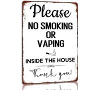 Targa in metallo con scritta in lingua inglese "Please No Smoking or Vaping Inside The House" (lingua italiana non garantita), divertente cartello di avvertimento in latta, decorazione da parete per