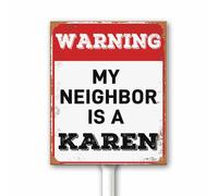 Targa in metallo con scritta in lingua inglese "Public Notice My Neighbors are Assholes" (lingua italiana non garantita), divertente scherzo con paletto, 12 x 15 cm, in alluminio, per quartieri