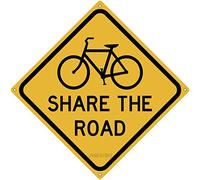 Targa in metallo con scritta in lingua inglese "Share The Road Bike Rider Cyclist Decor, 30,5 x 30,5 cm