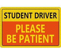 Targa in metallo con scritta in lingua inglese "Student Driver Car - Be Patient Student Driver Boys and Girls New Student Driver" (lingua italiana non garantita)