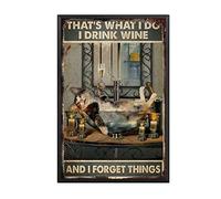 Targa in metallo con scritta in lingua inglese "Thats What I Do I Drink Wine and I Forget Things Restoring Ancient Ways Garage Home Cafe Bar Farm Wall Bathroom Decor The Mural" 20,3 x 30,5 cm, cornice