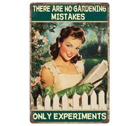 Targa in metallo con scritta in lingua inglese "There Are No Gardening Mistakes", per giardinaggio, cortile, patio, decorazione da parete per esterni, 20,3 x 30,5 cm