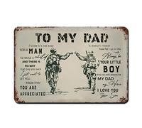 Targa in metallo con scritta in lingua inglese "To My Dad Life Gift for Dad from Son", regalo di compleanno per papà, decorazione da parete per bar, ristoranti, caffetterie, pub, 20,3 x 30,5 cm