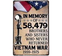 Targa in metallo con scritta in lingua inglese "Vietnam Veterans in Memory of 58479 Brothers and Sisters Who Never Returned Vietnam War 1959-1975,Army Soldier Retro Wall Decor Pubs Club Metal