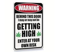 Targa in metallo con scritta in lingua inglese "Warning Behind This Door I May Or May Not Be Naked Enter At Your Own Risk", decorazione da parete retrò vintage, per casa, bar, cucina, pub, 30,5 x 20,3