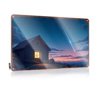 Targa in metallo con scritta in lingua inglese "Whispering Cabin Under The Shooting Star", decorazione da parete (30 x 40 cm)