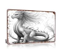Targa in metallo con scritta in lingua inglese "Whispering Winds: The Majestic White Dragon" (lingua italiana non garantita)