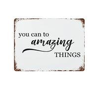 Targa in metallo con scritta in lingua inglese "You can do amazing things" per uso interno/esterno, da appendere alla parete, 30,5 x 40,6 cm