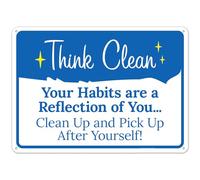 Targa in metallo con scritta in lingua inglese "Your Habits Are A Reflection Of You Clean Up And Pick Up After Yourself", n. 1630, 20 x 30 cm, avviso chiaro per uso domestico e aziendale