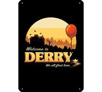 Targa in metallo con scritta "IT Welcome to Derry Press Any Button to Start", 30,5 x 20,3 cm