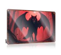 Targa in metallo con scritta "Man Cave Accessories And Decor Fiery Night: The Winged Wolf'S Shadow - Targa in metallo per camera da letto da uomo (20 x 30 cm)