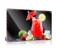 Targa in metallo con scritta "Man Cave Signs and Decor, Fresh Squeezed Strawberry Limeade with Umbrella Garnish Tin Sign Sign Funny Vintage Funny Metal Poster (20 x 30 cm)
