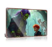 Targa in metallo con scritta "Man Cave Signs And Decor, Green Beast, Red Haired Child, and Skeleton In The Misty Forest" (lingua italiana non garantita)