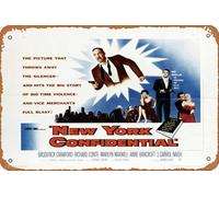 Targa in metallo con scritta "New York Confidential", 20,3 x 30,5 cm, decorazione da parete retrò vintage