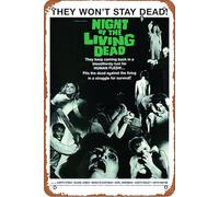 Targa in metallo con scritta "Night of the Living Dead - They Won't Stay Dead!", 20,3 x 30,5 cm, decorazione da parete vintage retrò