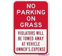 Targa in metallo con scritta "No Parking On Grass, Violators Will Be Towed Away At Vehicle Owner's Expense", per casa, bar, camera da letto, pub, ristoranti, caffetterie, club, decorazione da parete