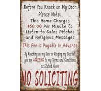 Targa in metallo con scritta "No Soliciting", in stile vintage, con scritta "Don't Knock", "Business Go Away", con scritta "Knock On My Door Your Risks", per casa, porta d'ingresso, cortile