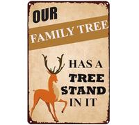 Targa in metallo con scritta "Our Family Tree Has A Tree Stand In It", vintage, per casa, caffè, cucina, bar, club, grotta, garage, decorazione da parete, 20,3 x 30,5 cm
