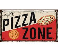 Targa in metallo con scritta "Pizza Restaurant", stile vintage, per pizzeria, decorazione per la casa, poster decorativo da parete, in metallo, 20 x 30 cm