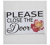 Targa in metallo con scritta "Please Close The Door With Rose", 20,3 x 30,5 cm