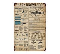 Targa in metallo con scritta "Shark Knowledge", anatomia di uno squalo, poster retrò, scuola, istruzione, tecnologia, museo, soggiorno, cucina, bagno, casa, decorazione da parete, targa regalo, 12x8 p