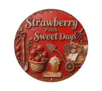 Targa in metallo con scritta "Strawberry Patch Sweet Days"