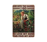 Targa in metallo con scritta "The Garden I Go to Lose My Mind", stile vintage, decorazione da parete, per cucina, casa, garage, 30,5 x 20,3 cm