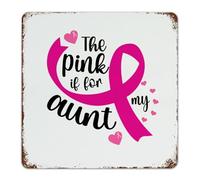 Targa in metallo con scritta "The Pink Is for My Aunt", 30,5 x 30,5 cm, da appendere alla porta d'ingresso, per esterni, da uomo, decorazione da parete, in alluminio, con nastro rosa, per donne e