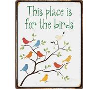 Targa in metallo con scritta "This Place is For The Birds Outdoor", cartello in alluminio per giardino, regalo per gli amanti degli uccelli, targa in metallo da 14 x 20 cm, per giardino, grotta