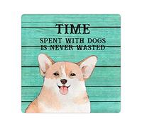 Targa in metallo con scritta "Time Spent with Dogs Is Never Wasted", in metallo, impermeabile, 30,5 x 30,5 cm, vintage, per portico, giardino, cucina, bar, caffetteria, ristorante, garage