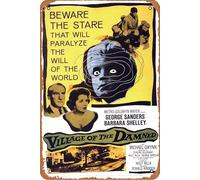 Targa in metallo con scritta "Village of the Damned", 20,3 x 30,5 cm, decorazione da parete vintage retrò