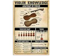 Targa in metallo con scritta "Violin Knowledge", decorazione per la casa, poster per principianti, decorazione da parete per club, regalo per gli amanti del violino, 8x12 pollici