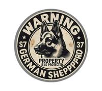 Targa in metallo con scritta "Warning German Sheppard Property Protected"