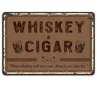 Targa in metallo con scritta "Whiskey Will Not Cure There Is No Cure", per casa, bar, camera da letto, pub, ristoranti, caffetterie, club, decorazione da parete, 30,5 x 20,3 cm
