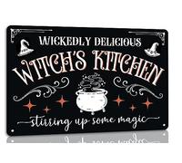Targa in metallo con scritta "Witch's Kitchen", decorazione da parete per Halloween, decorazione da parete, stile retrò, vintage, decorazione per la casa, festa di Halloween, decorazione da parete, 20