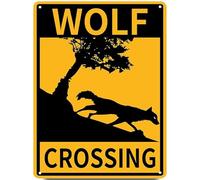 Targa in metallo con scritta "Wolf Crossing Road" per casa, bar, grotta e garage