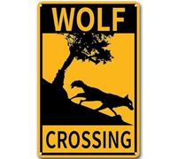 Targa in metallo con scritta "Wolf Crossing Road" per casa, bar, grotta e garage