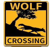 Targa in metallo con scritta "Wolf Crossing Road" per casa, bar, grotta e garage