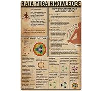 Targa in metallo con scritta Yoga Chart, poster sulla conoscenza del Raja Yoga, decorazione da parete per aula, casa, soggiorno, club, bar, 8x12 pollici
