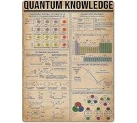Targa in metallo con stampa "Conoscenza quantistica", poster, diagrammi di Feynman, fisica, guide scientifiche, bar, garage, club, cucina, casa, decorazione da parete, targa regalo, 12x16 pollici