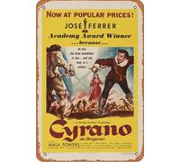 Targa in metallo con stampa del film Cyrano de Bergerac (1950), 20,3 x 30,5 cm, decorazione da parete vintage retrò